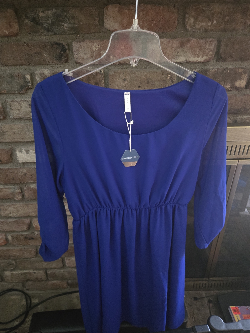 Pinkblush Maternity Royal Blue Scoop Neck Cuffed Sleeve Dress